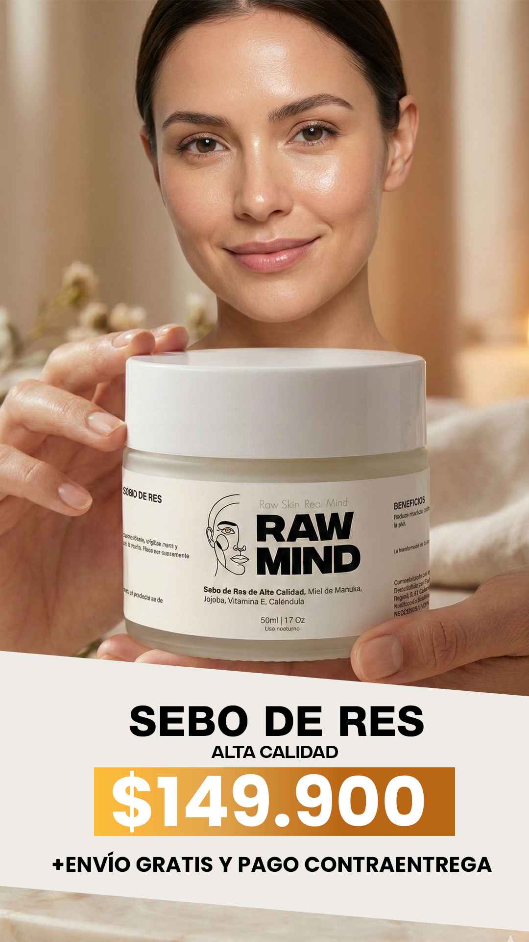 Crema Facial de Sebo de Res - Alta Calidad, Premium